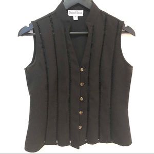 Danny & Nicole Black V-Neck Vest, SZ 6P, Like New